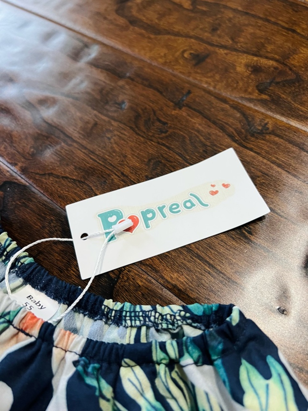 Tropical Floral Baby Romper - Navy & Coral - Picture 2 of 4